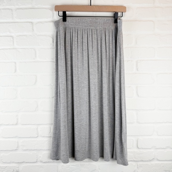 The Frock NYC Light Gray Tshirt Skirt Knee Length Elastic Waist Stretchy airy XL - Picture 1 of 7